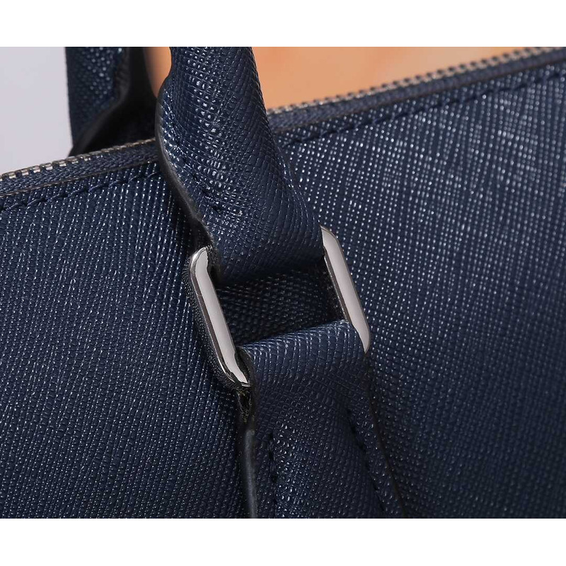 Pra*a saffiano leather briefcase dark blue