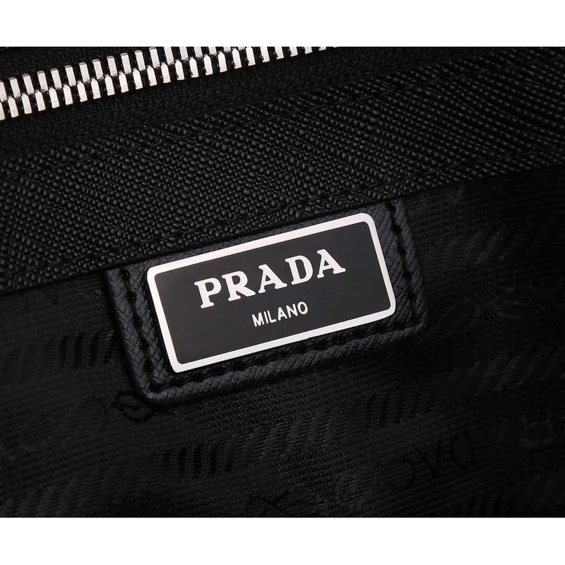 Pra*a saffiano leather briefcase black