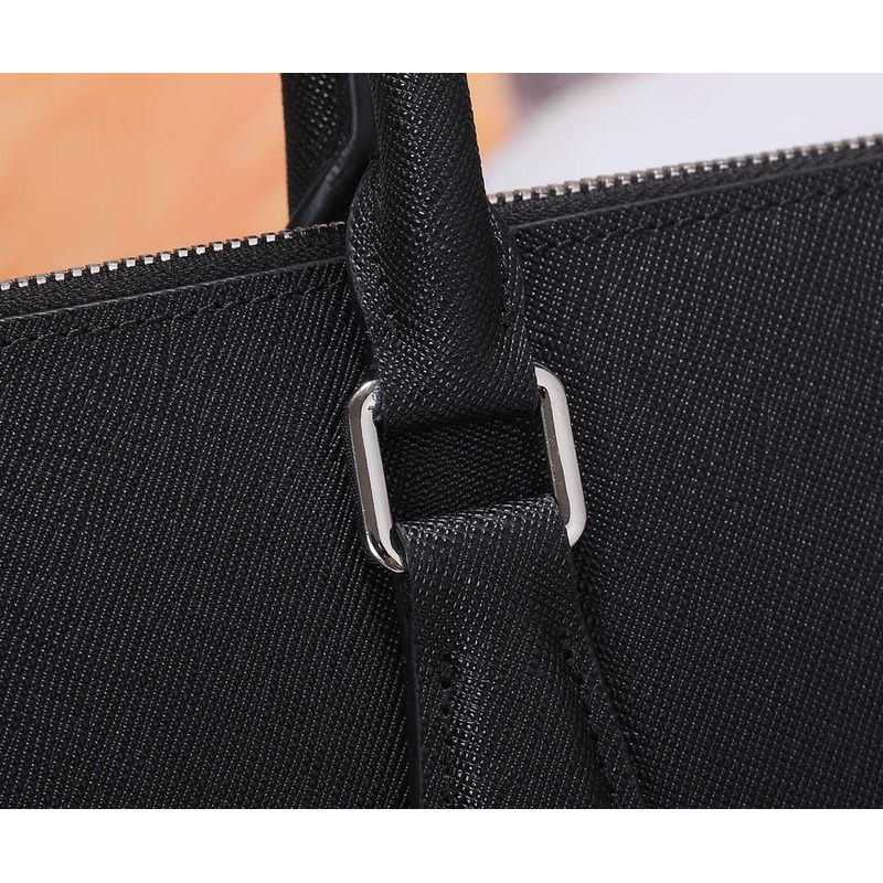 Pra*a saffiano leather briefcase black