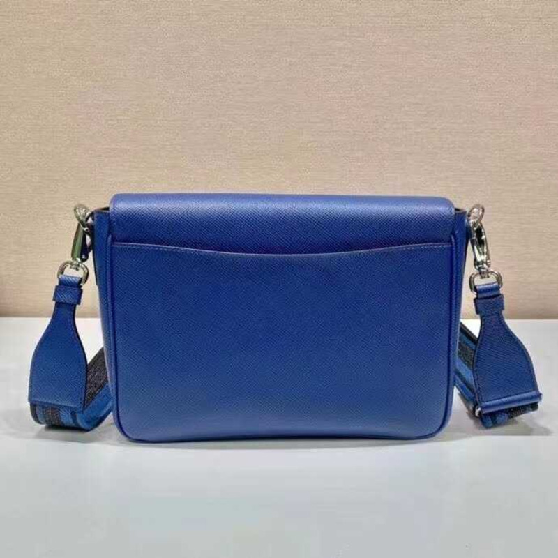 Pra*a saffiano leather crossbody bag blue