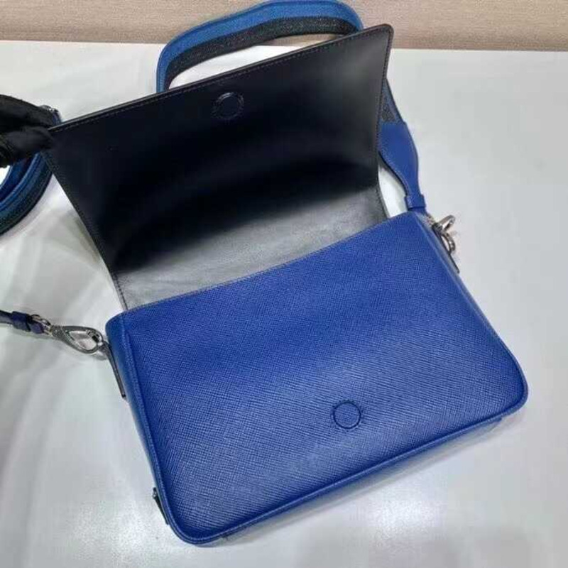 Pra*a saffiano leather crossbody bag blue