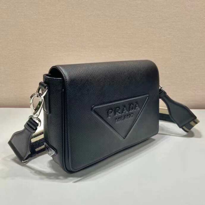 Pra*a saffiano leather crossbody bag black