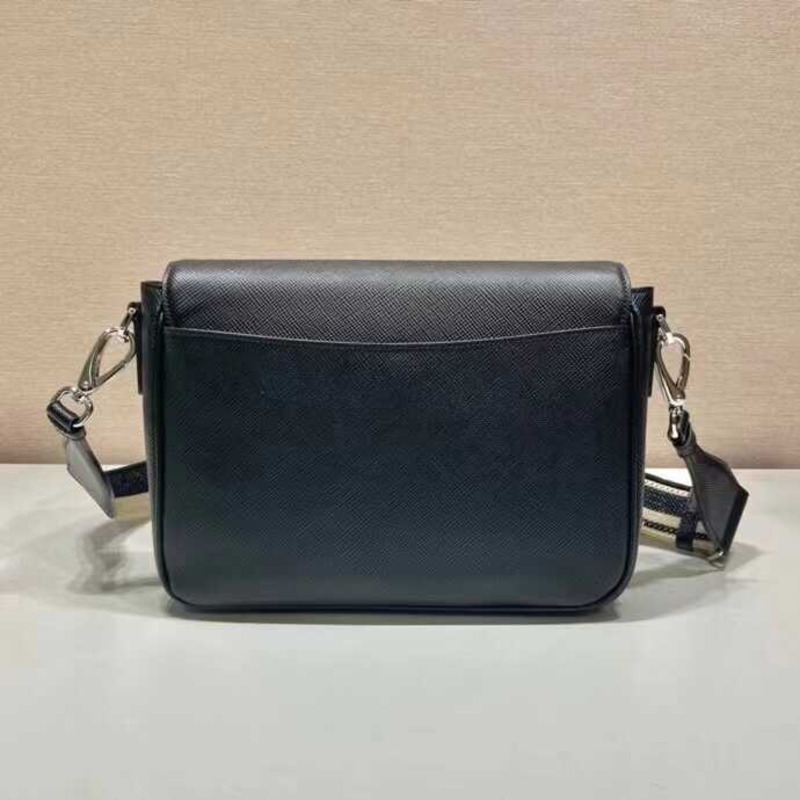 Pra*a saffiano leather crossbody bag black