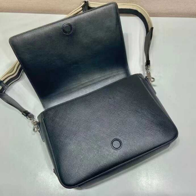 Pra*a saffiano leather crossbody bag black