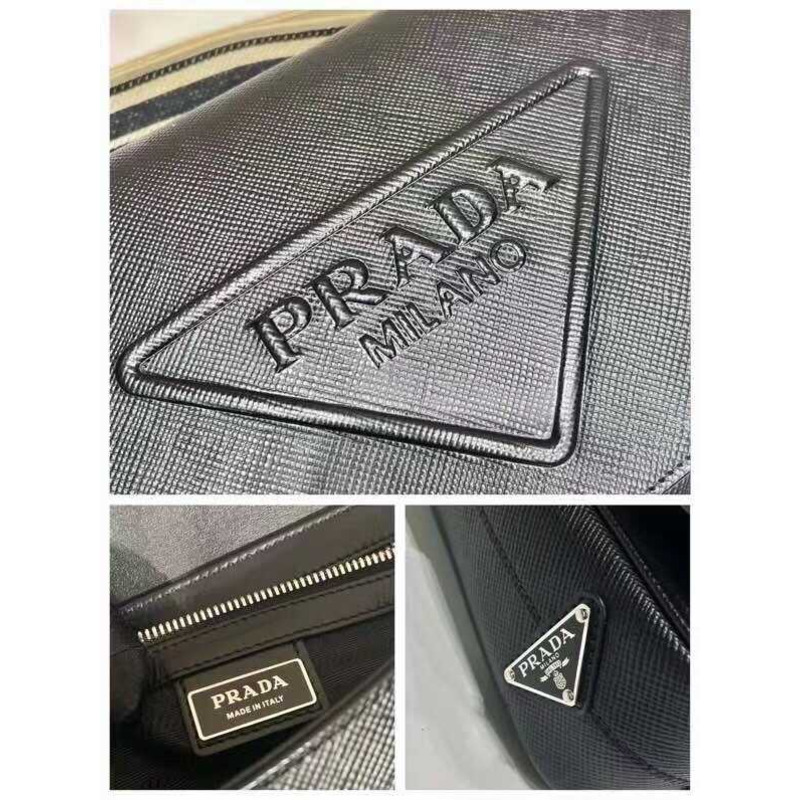 Pra*a saffiano leather crossbody bag black