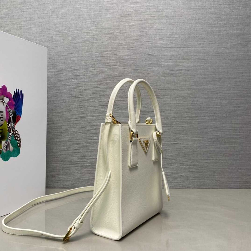 Pra*a saffiano leather handbag white