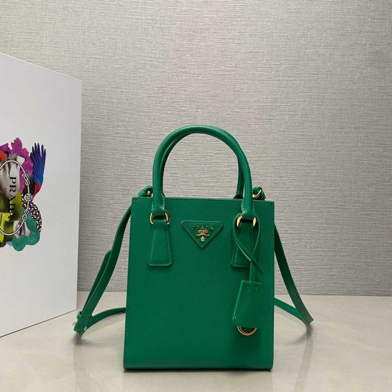 Pra*a saffiano leather handbag green