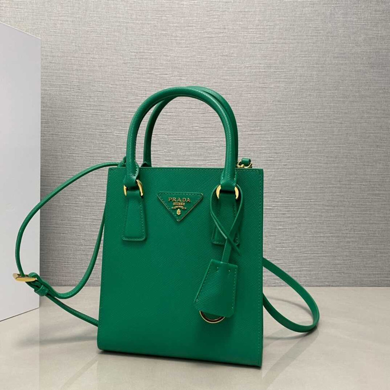 Pra*a saffiano leather handbag green