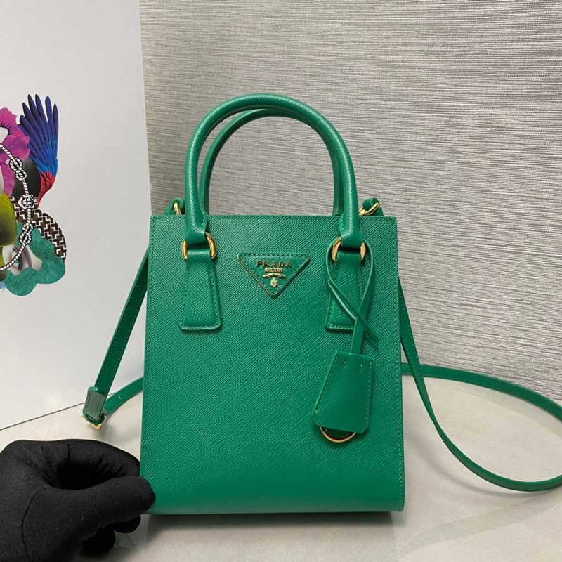 Pra*a saffiano leather handbag green