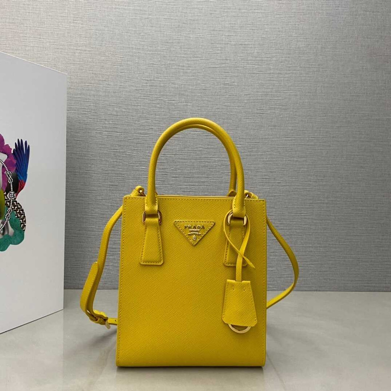 Pra*a saffiano leather handbag yellow