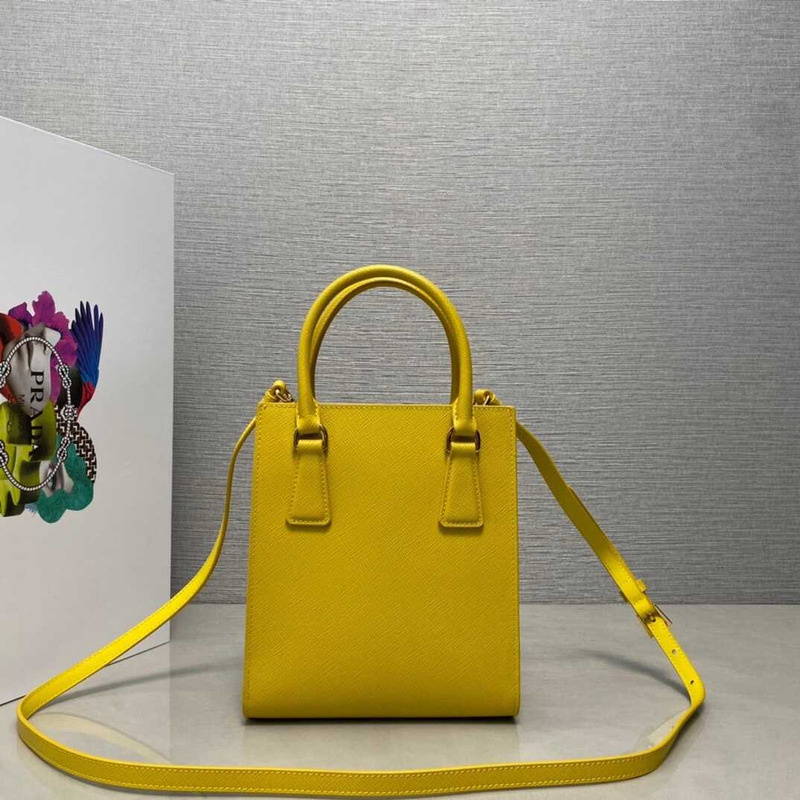 Pra*a saffiano leather handbag yellow