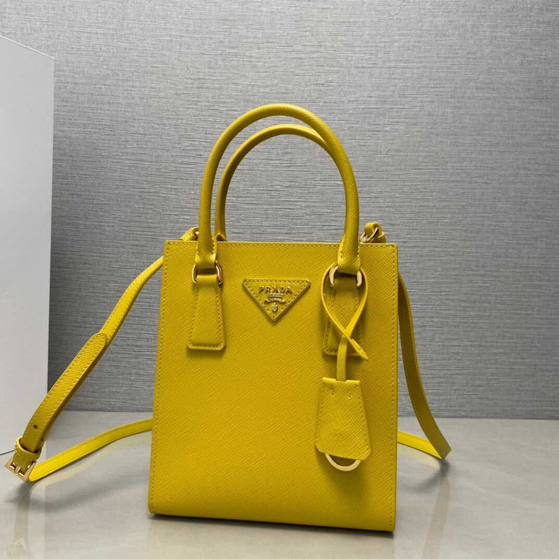 Pra*a saffiano leather handbag yellow