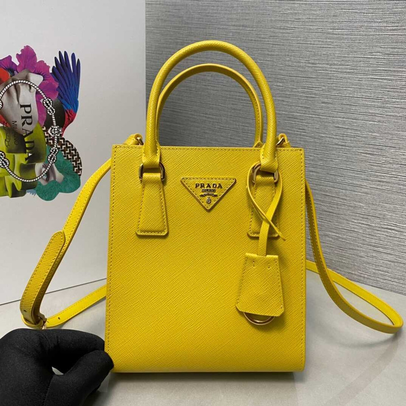 Pra*a saffiano leather handbag yellow