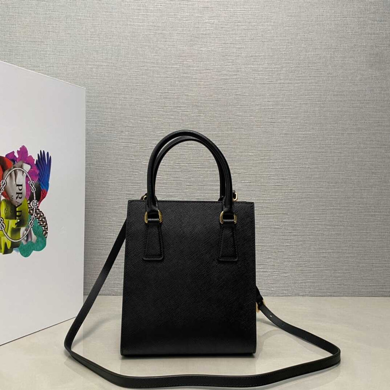 Pra*a saffiano leather handbag black