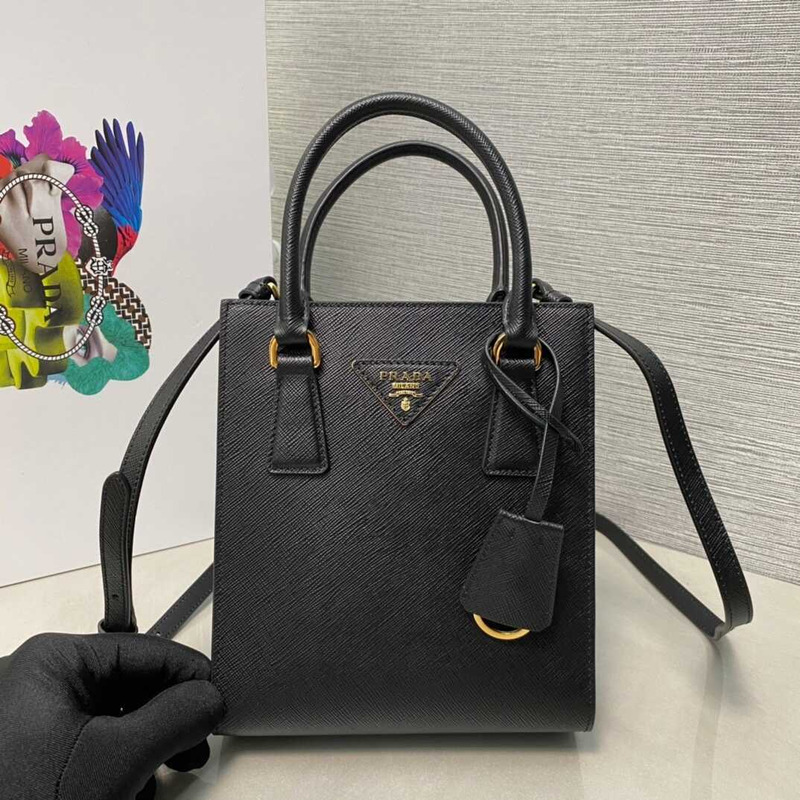 Pra*a saffiano leather handbag black