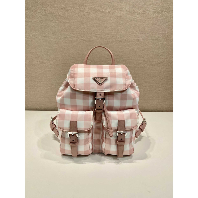 Pra*a small printed re-nylon backpack pink