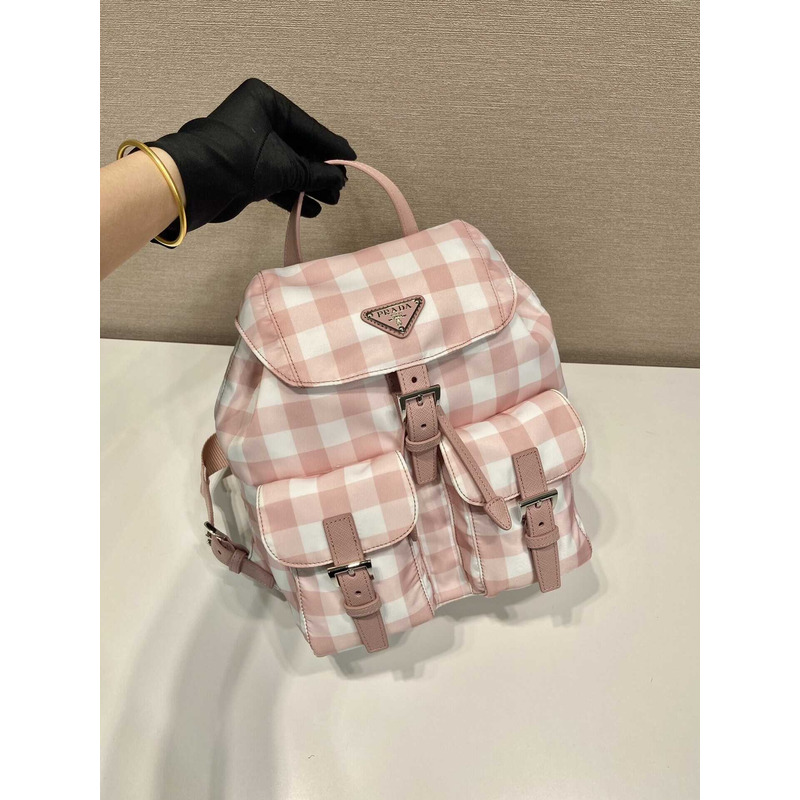 Pra*a small printed re-nylon backpack pink