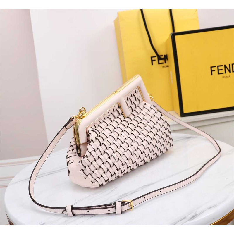 F**di small style first interwoven leather bag pink