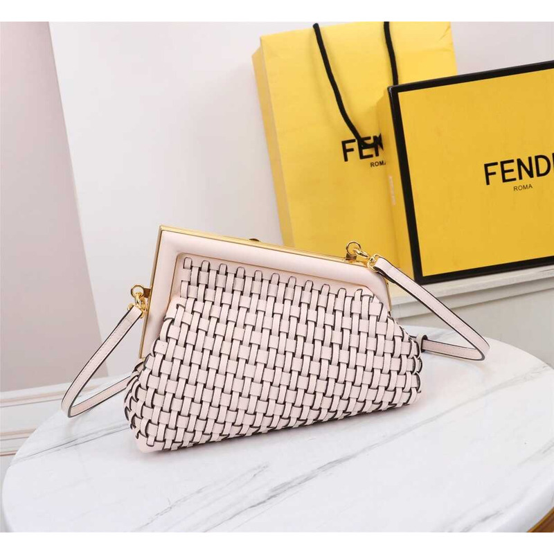 F**di small style first interwoven leather bag pink