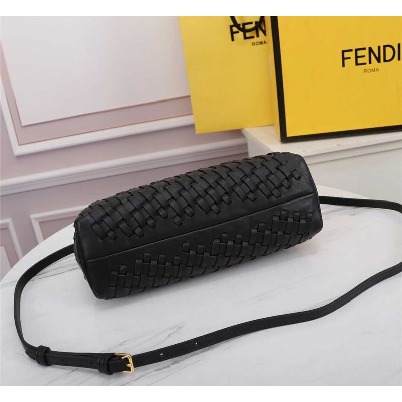 F**di small style first interwoven leather bag black