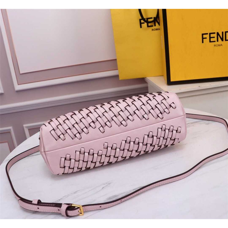 F**di small style first interwoven leather bag pink