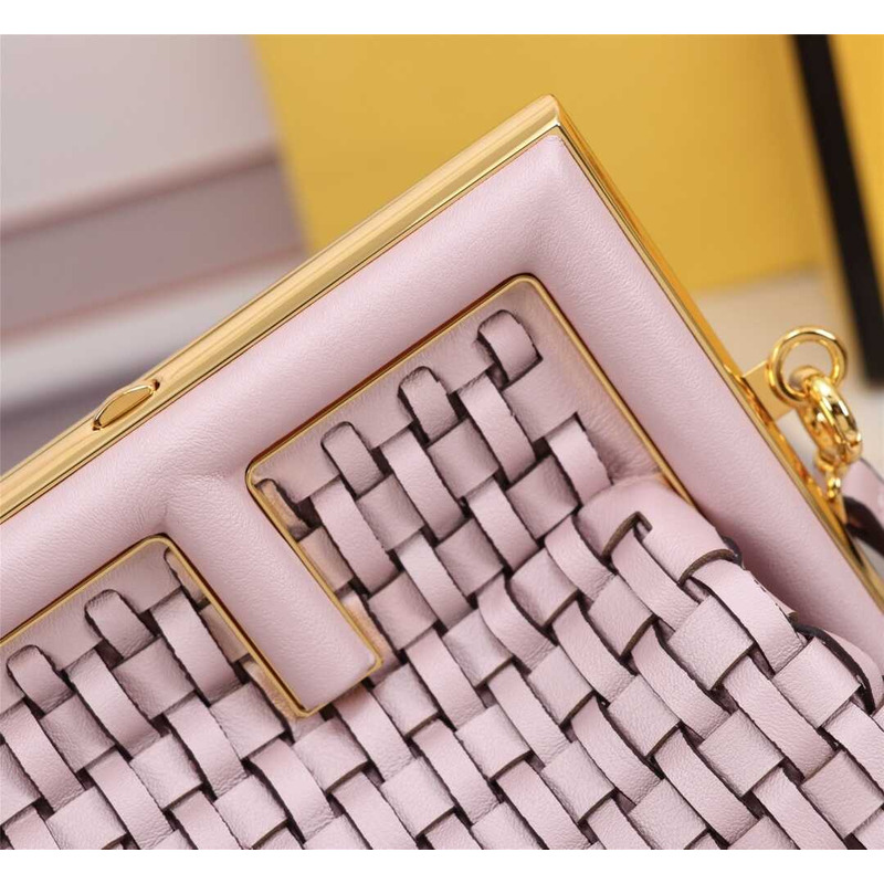 F**di small style first interwoven leather bag pink