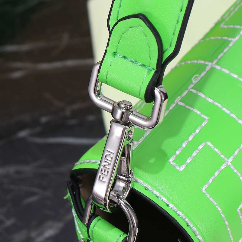 F**di baguette bag nappa leather with stitched ff pattern green