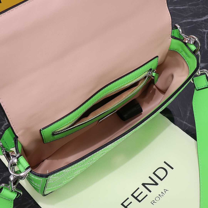 F**di baguette bag nappa leather with stitched ff pattern green