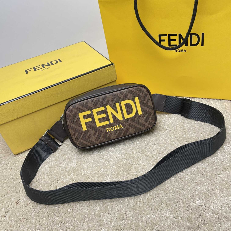 F**di  messenger bag men brown and yellow