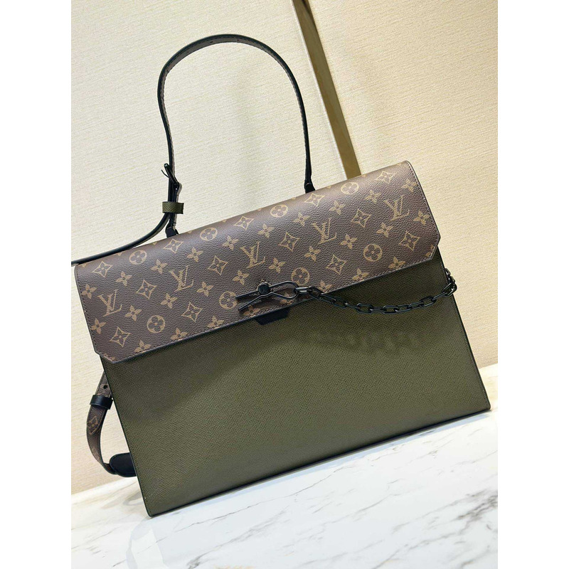 l**is V*t*n robusto briefcase monogram taiga brown&green