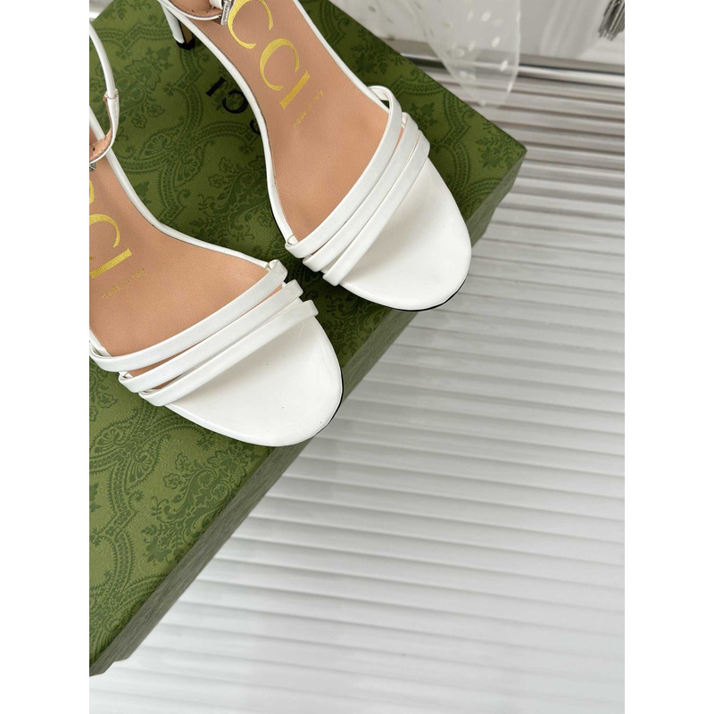 G*u*i leather strap high heel sandals white