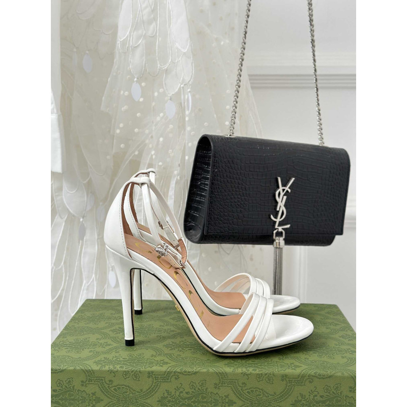 G*u*i leather strap high heel sandals white