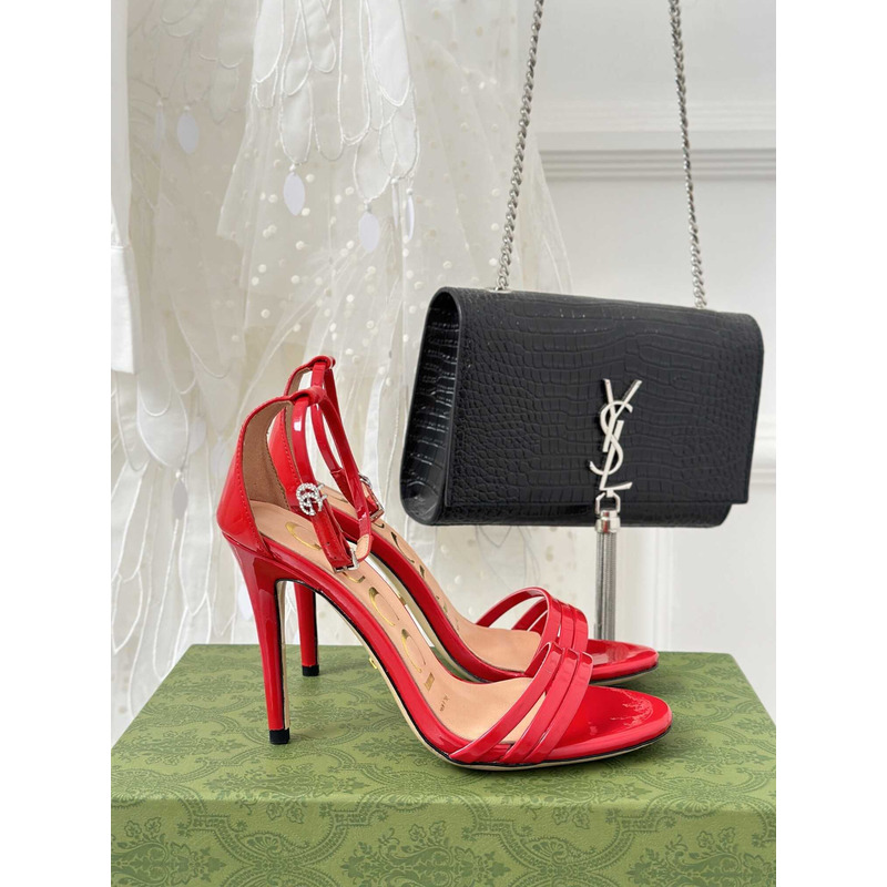 G*u*i leather strap high heel sandals red