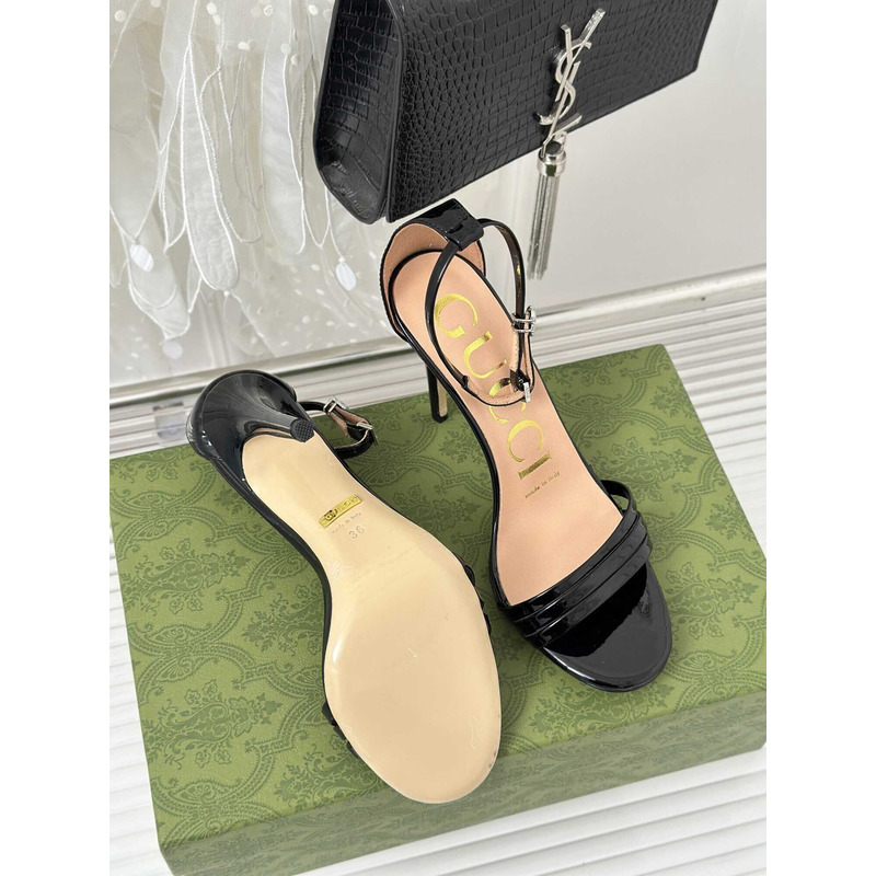 G*u*i leather strap high heel sandals black