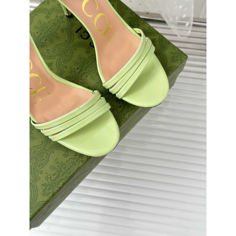 G*u*i leather strap high heel sandals green