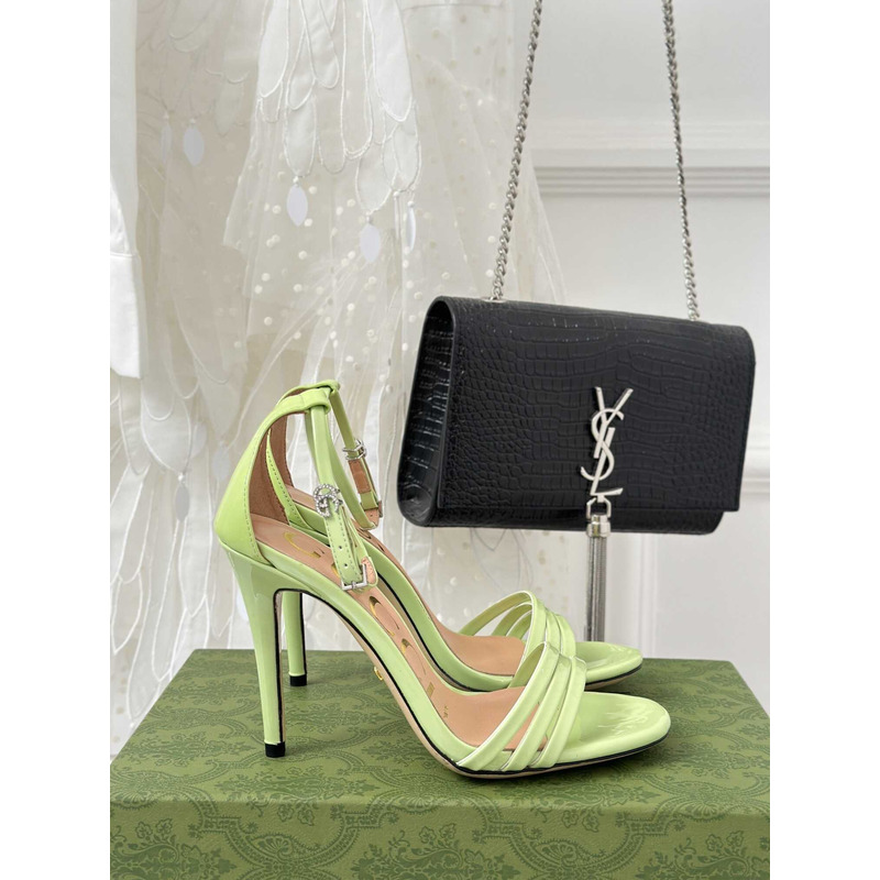 G*u*i leather strap high heel sandals green