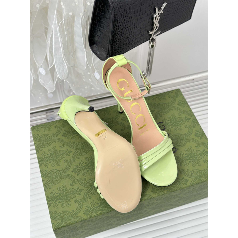 G*u*i leather strap high heel sandals green