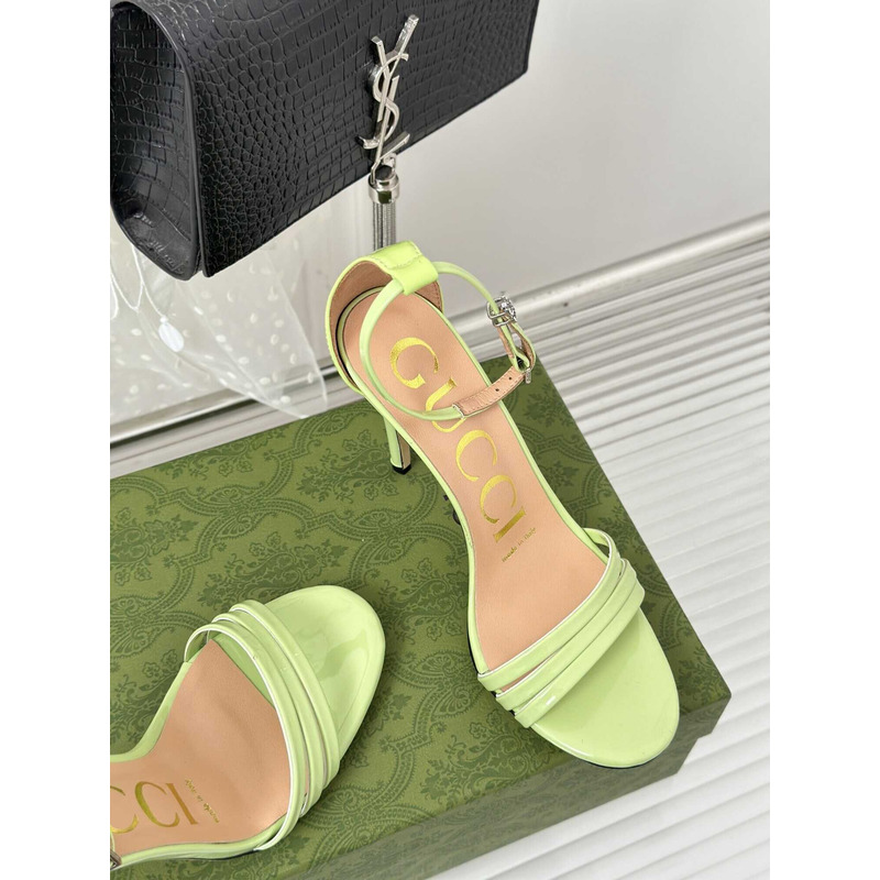 G*u*i leather strap high heel sandals green