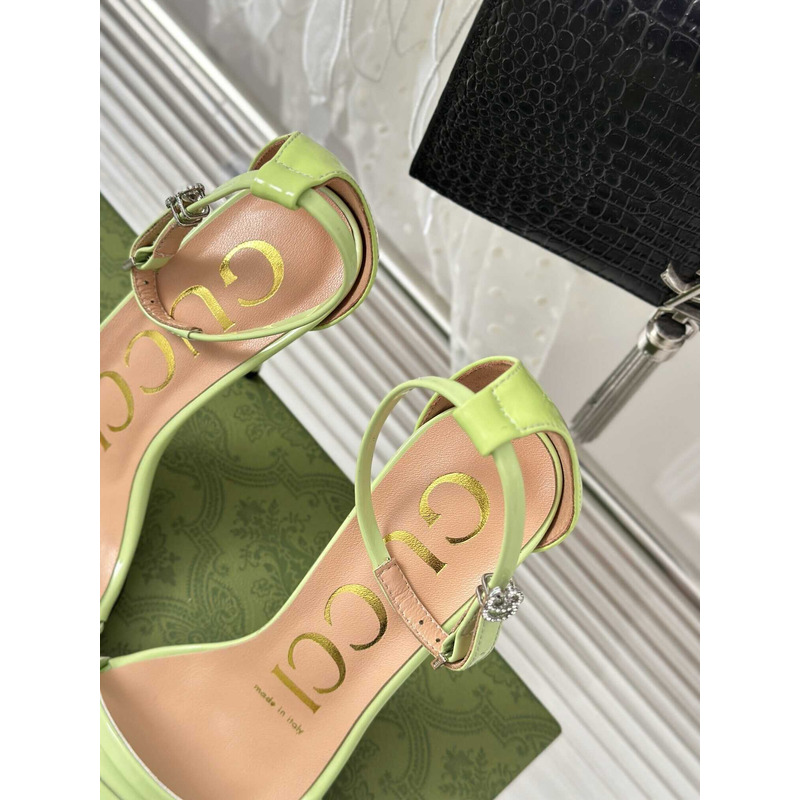 G*u*i leather strap high heel sandals green