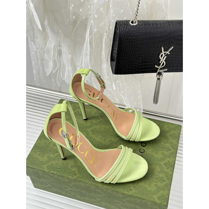 G*u*i leather strap high heel sandals green