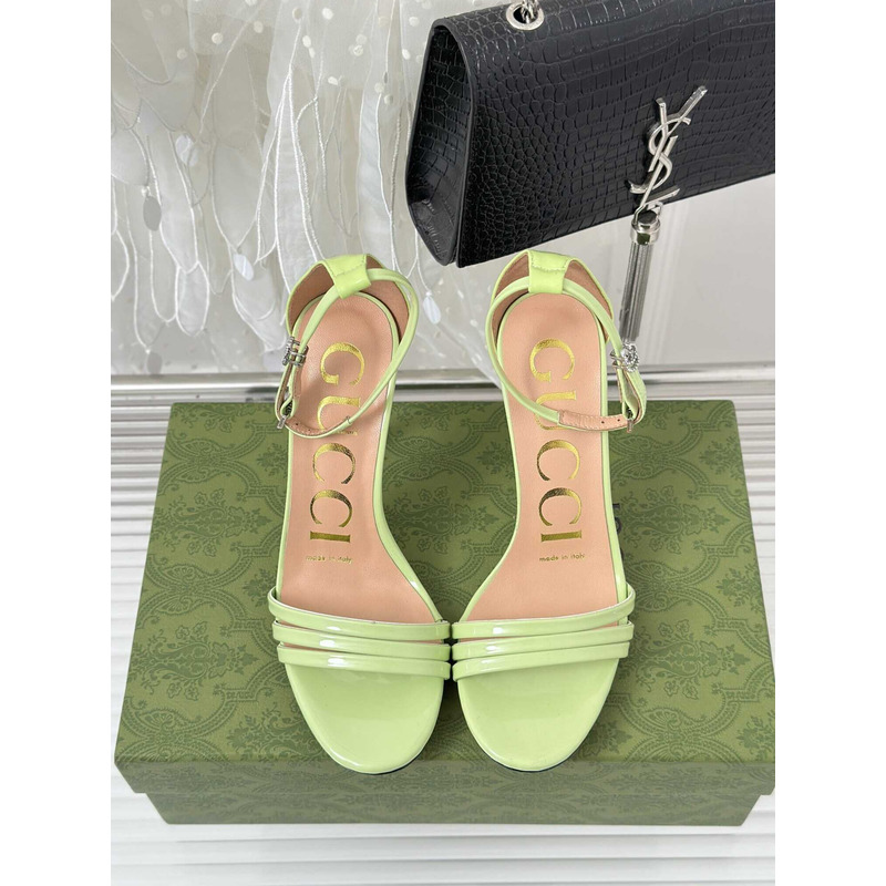 G*u*i leather strap high heel sandals green