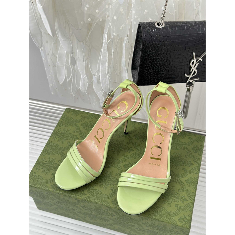 G*u*i leather strap high heel sandals green