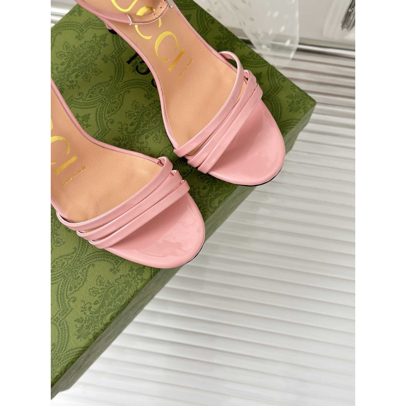 G*u*i leather strap high heel sandals pink