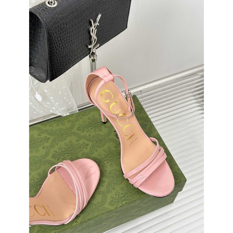 G*u*i leather strap high heel sandals pink