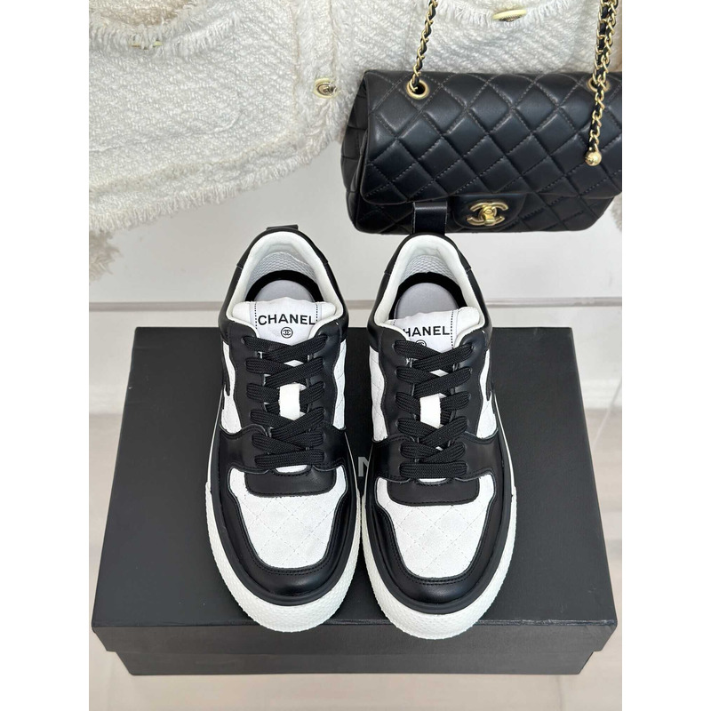 Ch*el sneakers low top black and white