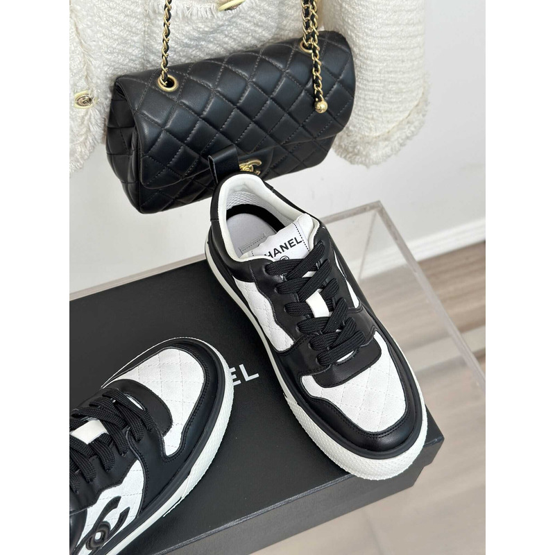 Ch*el sneakers low top black and white