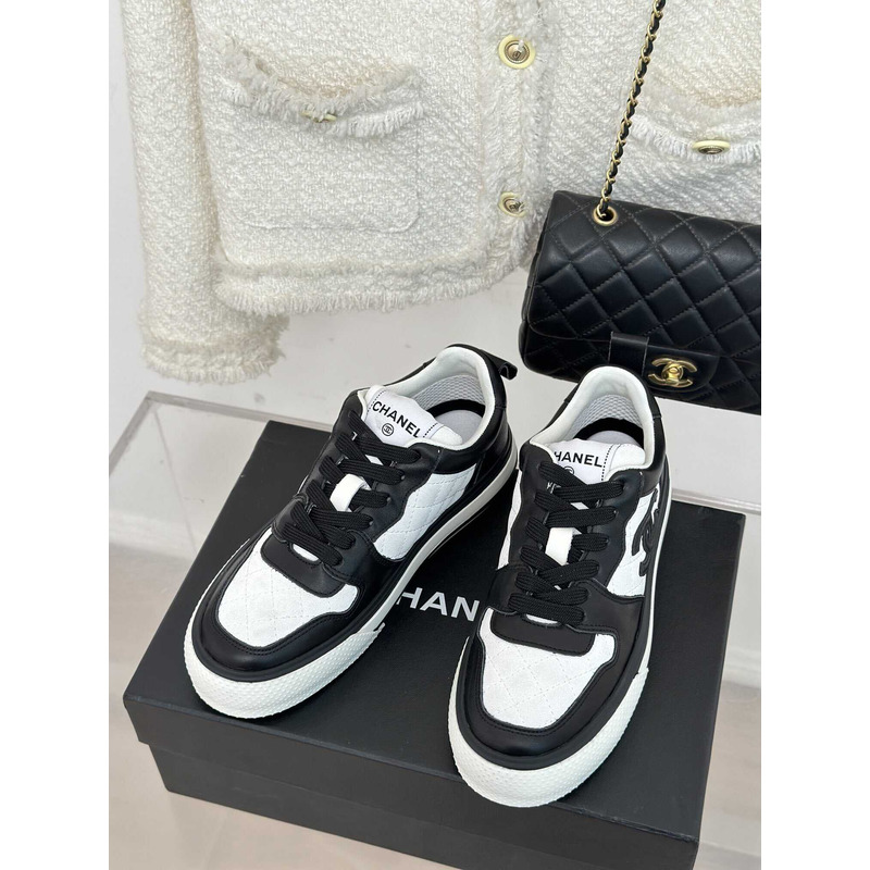 Ch*el sneakers low top black and white