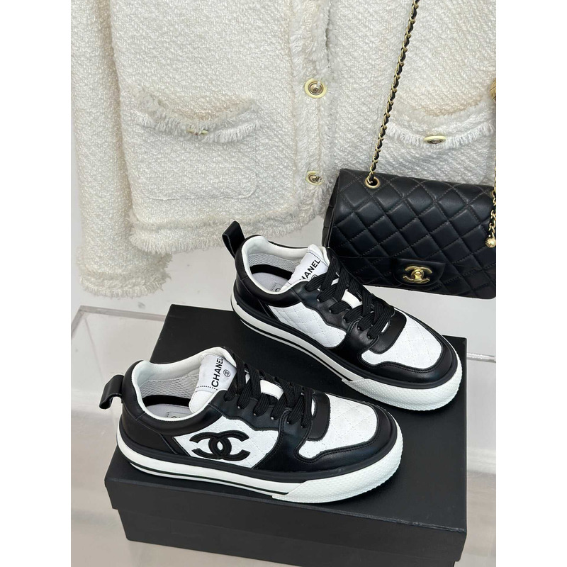 Ch*el sneakers low top black and white