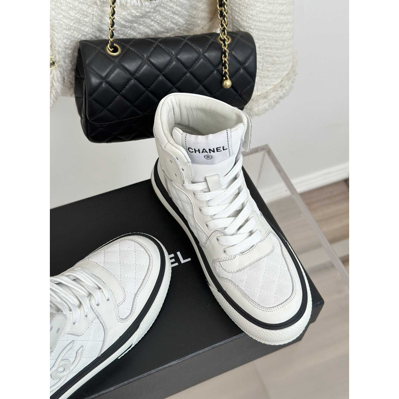 Ch*el sneakers high top white