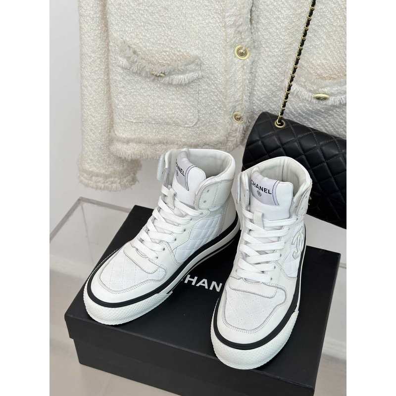 Ch*el sneakers high top white